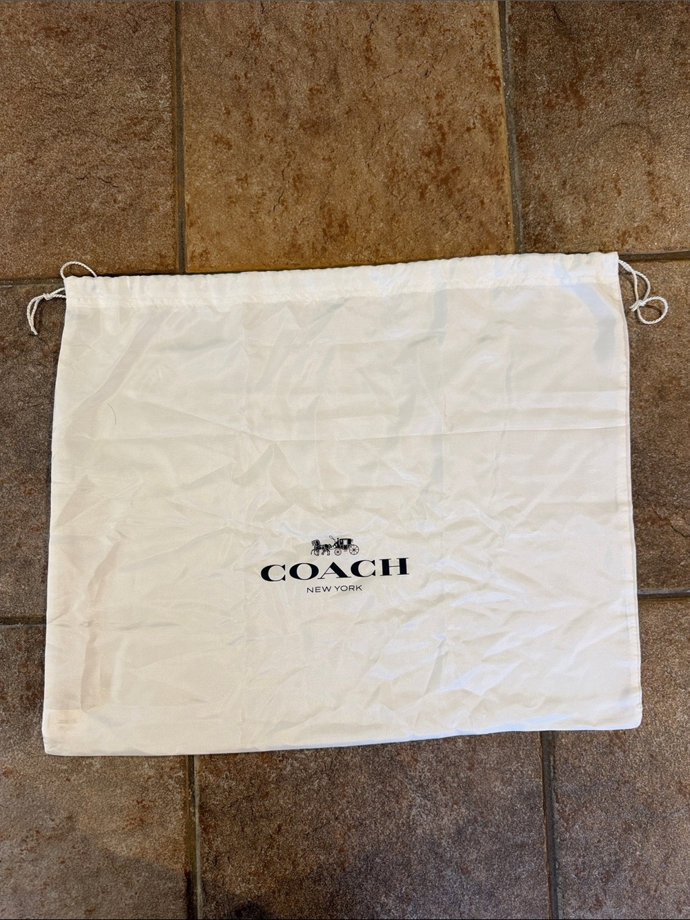 Coach Extra Large White Black Silky Drawstring Dust Bag